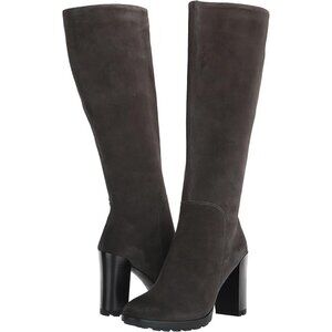 Kenneth Cole Womens Justin 2.0  Round Toe Block Heel Knee High Boot Gray SZ 6.5M
